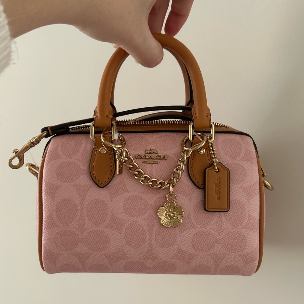 coach powder pink mini rowan satchel